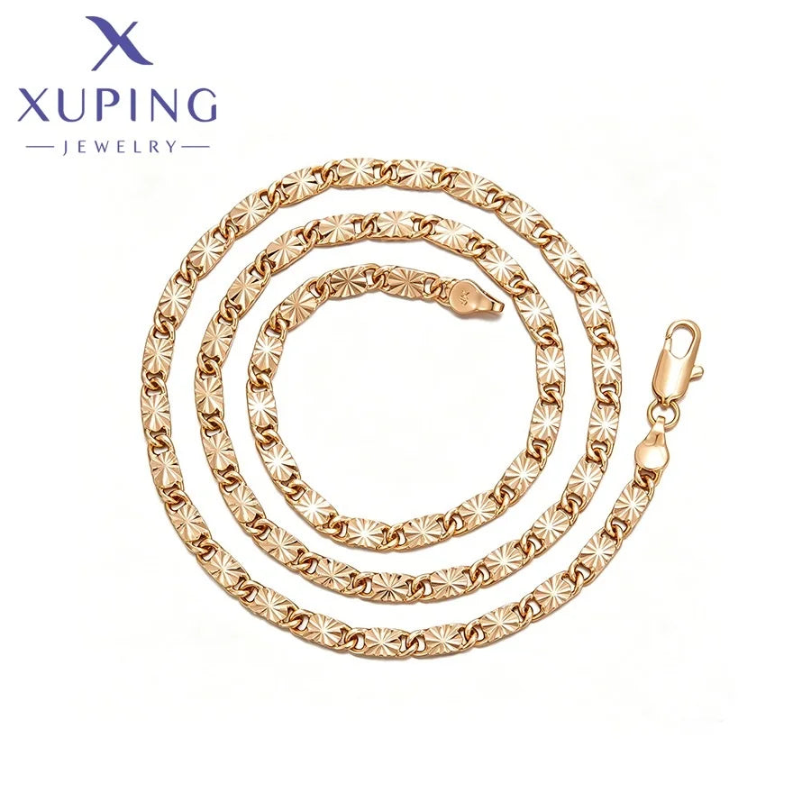 X001263093 Xuping Jewelry Fashion Sunflower Pattern Copper 18K Gold Color Plated Rapper Hip Hop Men Chain Link Necklace