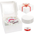 Cake Boxes 10 Sets 10x10x5 Inches Cake Boxes Sets with Red Ribbons