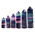 Wholesale Multi-Sized Rainbow Fluorite Stone Hexagonal Pillar Decoration Office Ornament Tower Crafts DIY Gift