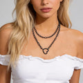 Gothic Multilayer Chain Hollow Peach Heart Necklace for Women Trendy Lady Street Cross Chains Choker Fashion Jewelry Accessories