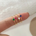 Minimalist Japan Korea 18K Gold Plated Stainless Steel Mini Shiny Zircon Diamond Thin Rings for Women Girls Jewelry