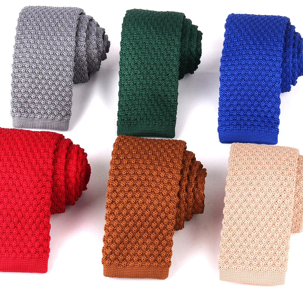 Casual Knitted Necktie Solid Plain Knit Man Tie Green Luxury Knit Ties for Men