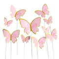 Wrought Iron butterfly Birthday pink Purple Cake Decoration Plug-in Festival Ins Style Baking Dress up Cake Toppers