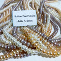 3A 5-6mm Wholesale Half Drilled Hole Button Pearl Strands Natural Freshwater Loose Pearls String for Jewelry Making