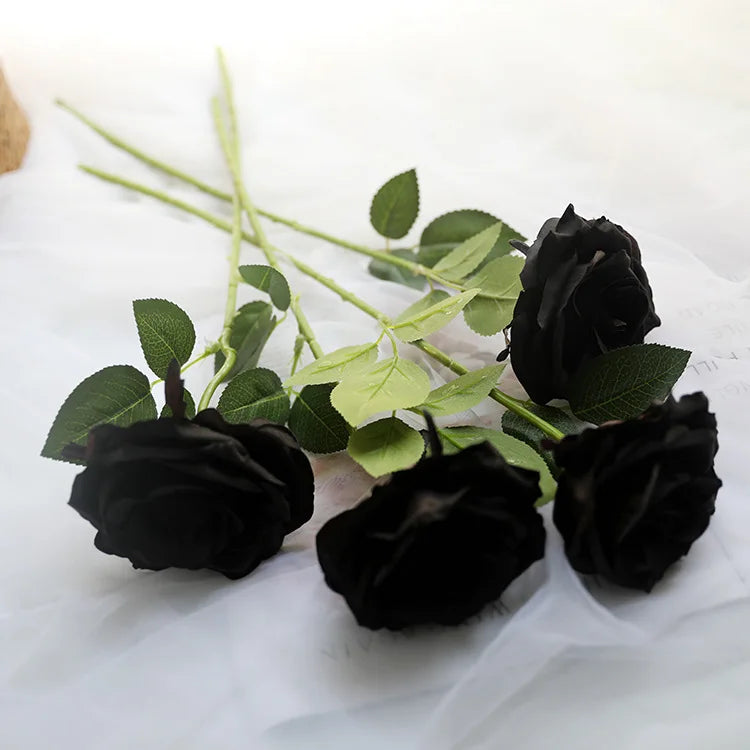 E-20148 Wholesale Boy Graduation Flower Small Single Rose Flower Bouquet Black Roses Weddings Black Rose Fashion for  Gift