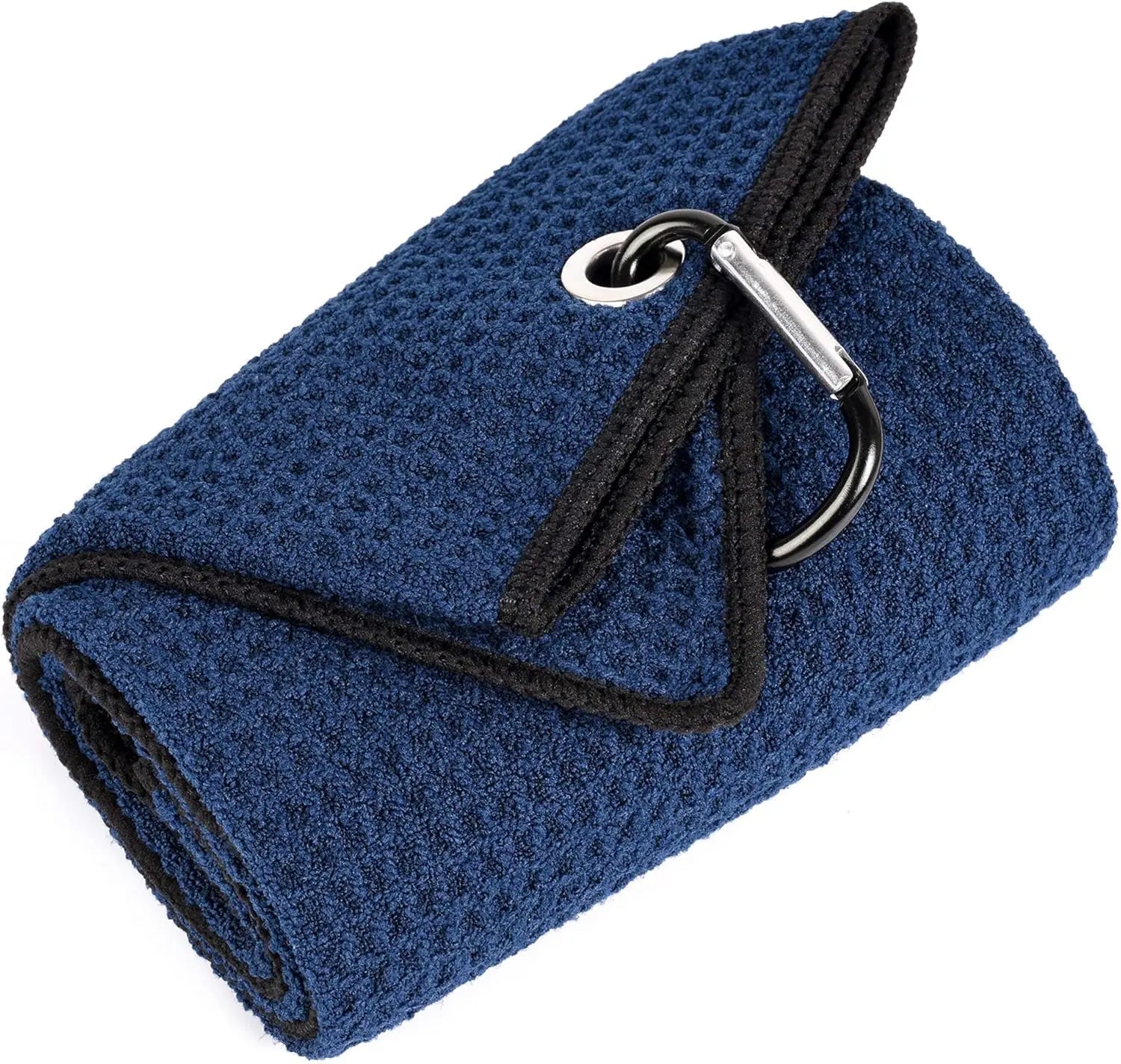Hot Sale Premium Microfiber Tri-fold Golf Towel Waffle Pattern Towel With Heavy Duty Carabiner Clip for Men and Women