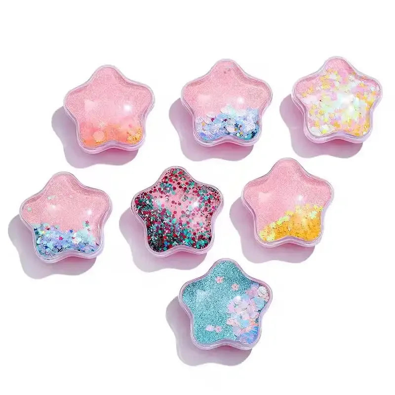 Hot Pink Five-Pointed Star Transparent Shell Portable Air Cushion Children's Star Shape Plastic Small Massage Comb