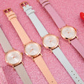 Custom Design Floral Sunray Dial Colorful Leather Bracelet Hand Watch for Woman Tiny Student Girls Wrist Watches