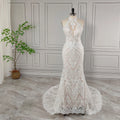 Real Photos High Quality Halter Neck Sequined Appliques Lace Mermaid Wedding Dress for Women Bridal Gown for Wedding 2024