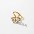 YF3847 [ View Tutorial Video] Stainless Steel Waterproof Jewelry 18k Gold Plated Water Drop Square Zircon Splicing Women Ring