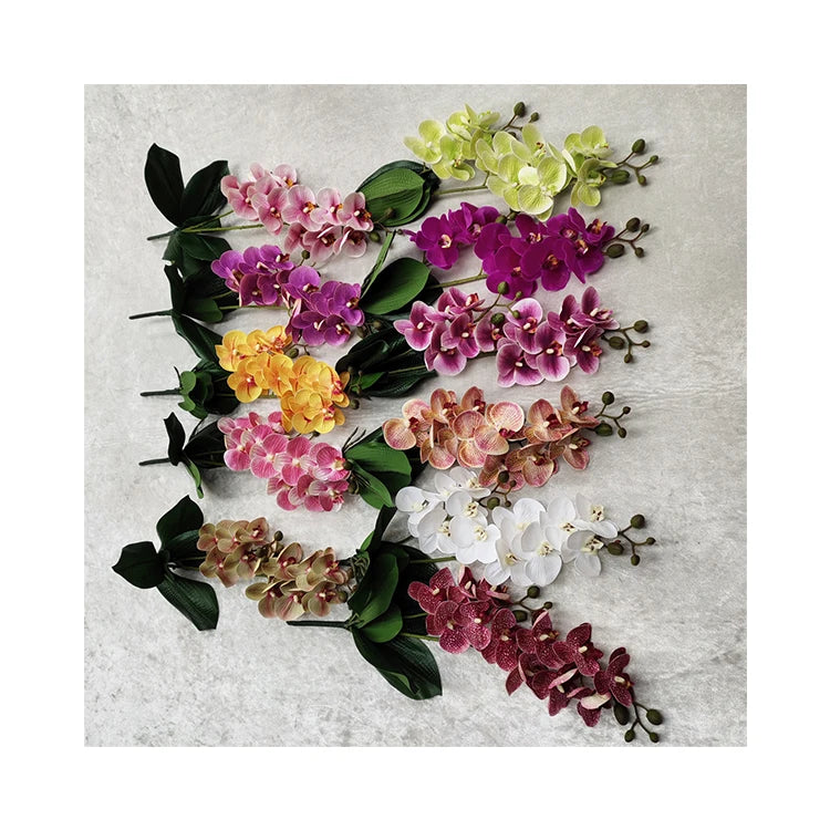 China Factory Good Quality 3D Middle 2- Branch 12- Head Phalaenpsis Leaf Home Wall Flowers Artificial