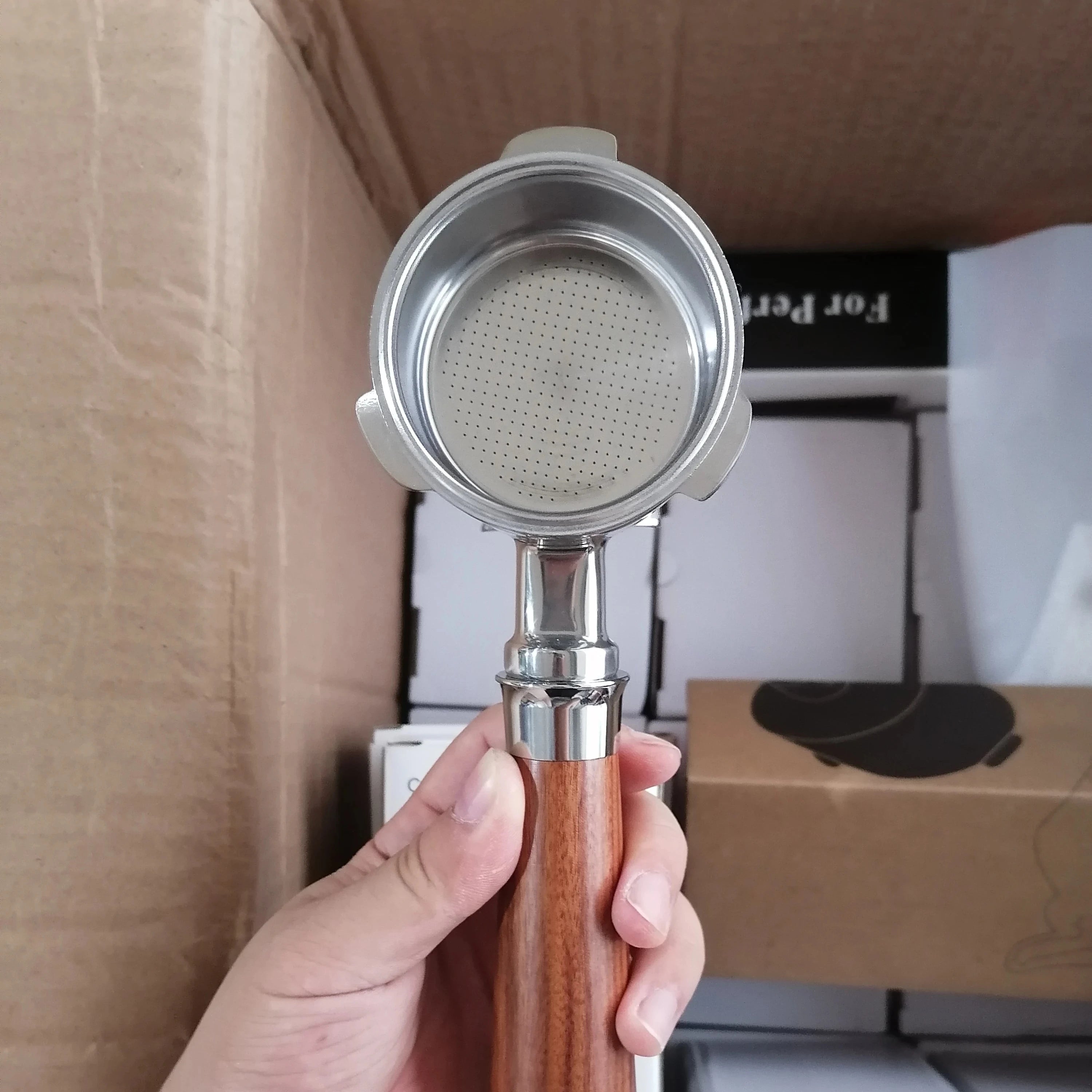 Factory Espresso Barista Wood Handle 51MM Stainless Steel Bottomless Portafilter