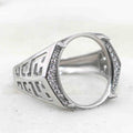 Sterling Silver 13*16mm Semi Mount Men's Ring Frame Empty Blank Claw Setting S925 Base Holder Without Center Stone for DIY Inlay