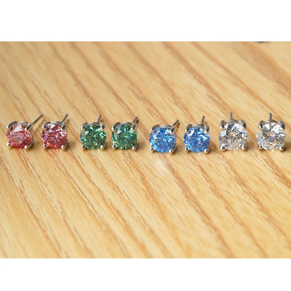 Wholesale 925 Sterling Silver Stud Earring Single Color Stone CZ Earring