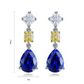 Simple Elegant S925 Silver Stud Pear Cut Lab Grown Sapphire Earrings Luxury New Design Trendy Women's Engagement Wedding Party