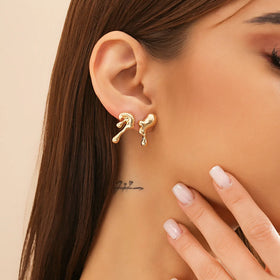 European and American Design Sense Lava Geometry Earrings for Women Liquid Metal Feng Shui Droplet Earrings Jewelry