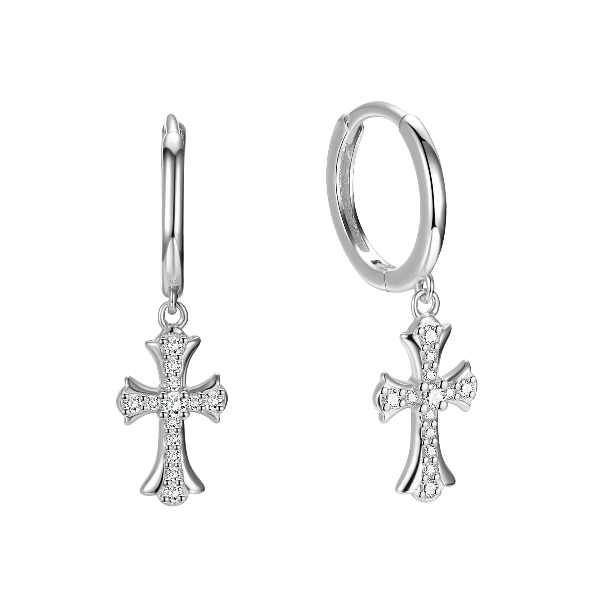 Vintage Drop Cross Earrings 925 Sterling Silver CZ Dangle Pendant Hoops Huggie Set for Women Men Fine Jewelry Wholesale
