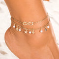 Boho Gold Color Star Infinity Anklets Fashion Multilayer Foot Chain New Simulated Pearl Anklet Bracelet for Women Beach Jewelry