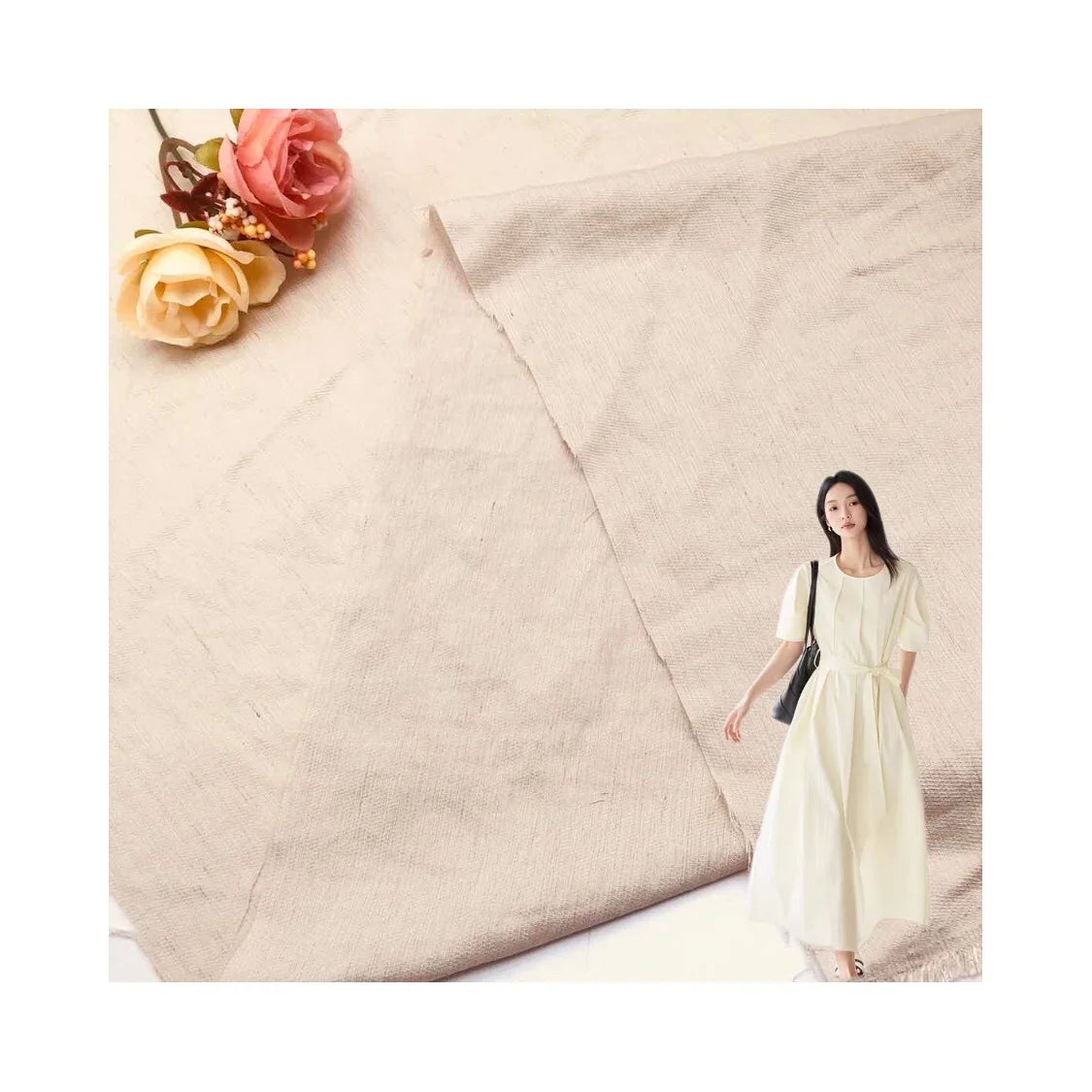 New Pattern 67%Rayon 21% Nylon 12% Linen Material Look Mix Gauze Woven Fabric Plain Shirt Fabric for Clothing Shirt