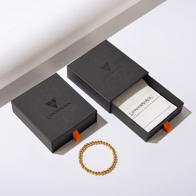 Lionwrapack  Custom logo Jewelry Drawer Box With Cotton Bracelet Flip Cover Inner Tray Bracelet Ring Necklace Storage Packaging