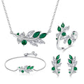 CDE S-YN1022 New Trendy Silver Jewellery 925 Sterling Silver Jewelry Set Joyas De Plata Leaf Necklace Set Adjustable Rings