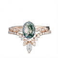 New Arrival Wholesale Beautiful Women Jewelry Oval Moss Agate Ring With Moissanite Engagement Wedding Promise Rings for Gift