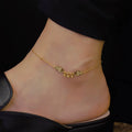 AA00585 Foot Jewelry Design Stainless Steel Gold Plated Small Fish Round Bead Anklet for Women