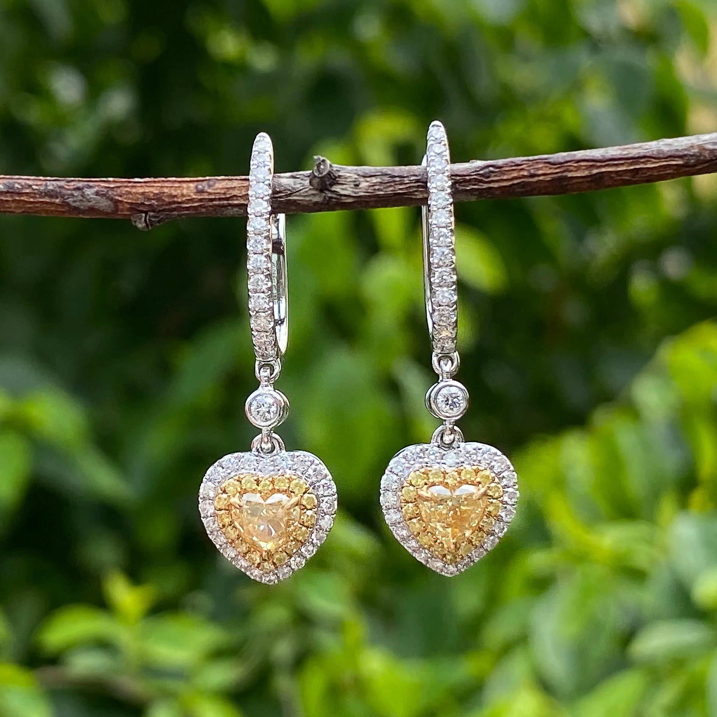 Whole Sale Jewelry Real 18k Gold Natural Yellow Diamond Unique Earrings for Women