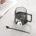 Customizable Logo 460ml Polygonal Glass Cup Heat Resistant Clear Glass Coffee Mug Back to School Gift
