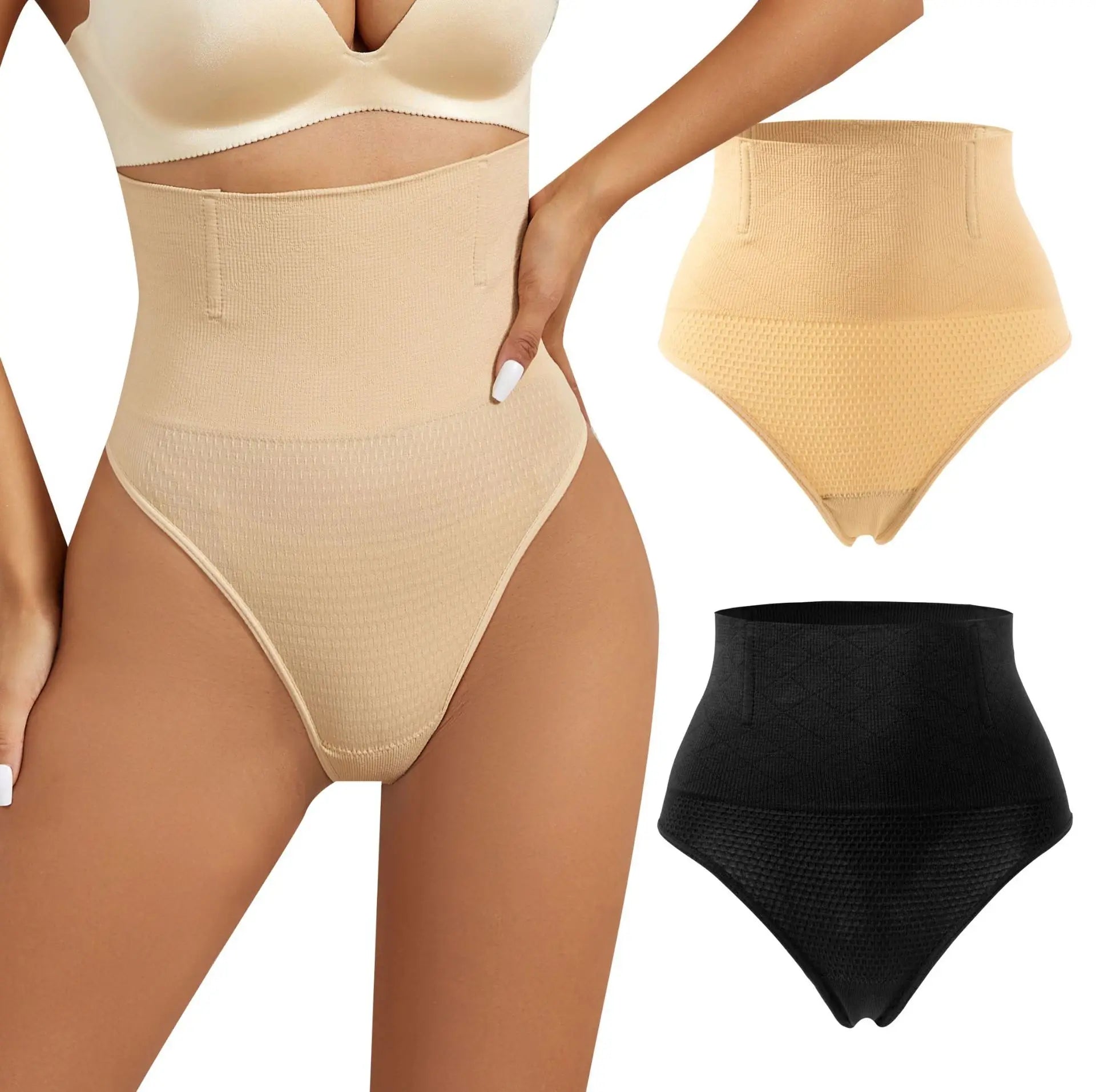 Women's Seamless Mid-High Waist Body Shaper Panties Thong Underwear for Everyday Use