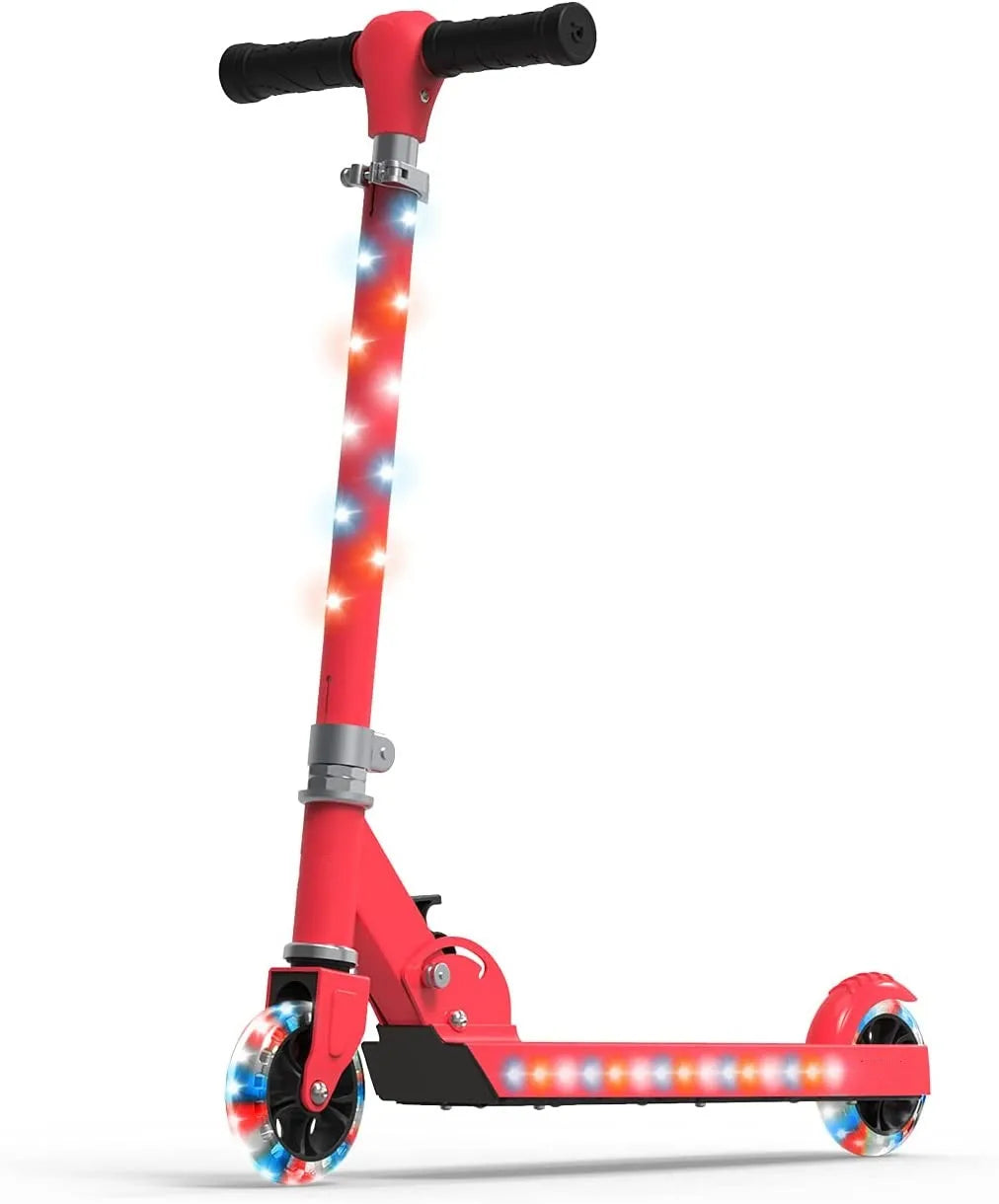 Mini Two-Wheel Aluminum Scooter with LED Light Push and Kick Foot Powered Scooter for Kids/Youngsters