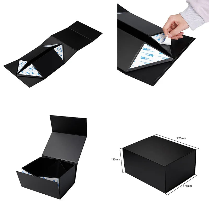 Luxury Black Magnetic Cardboard Paper Box Matt Laminated Folders for Photo Frame Gift Packaging