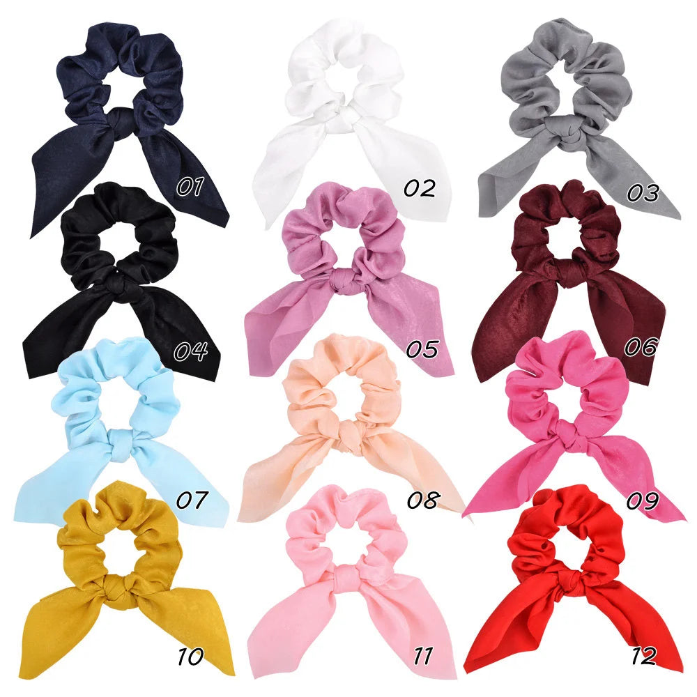 Fancy Elastic Hair Bands Girls Different Colors New Design Summer Hair Scrunchies With Scarf