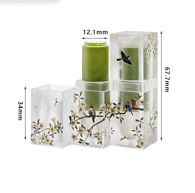 3.5g Natural Spring Green 3D Printing Frosted Square Lip Balm Containers Empty Lip StickTube