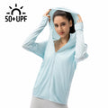 Women's Upf 50+ Uv Sun Protection Clothing Spf Hiking Rash Guard Mma Long Sleeve Hooded Sun Shirt for Outdoor Sports With Pocket