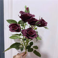 New Arrival Artificial Flower Decorative Burgundy Dark Red Color Rose Ranunculus Peony Dahlia Orchid Calla Lily