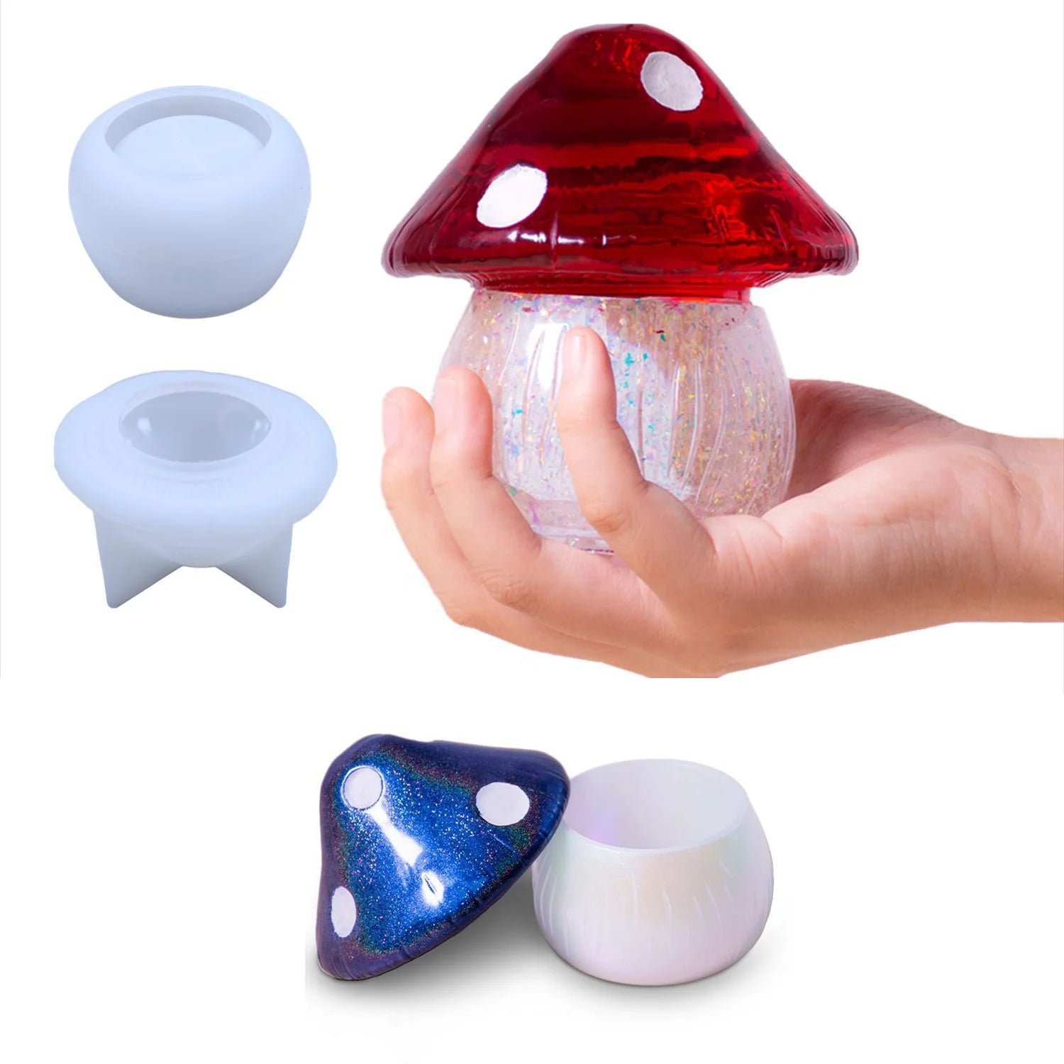 Mushroom Jewelry Box Resin Mold Candle Holder Mold Jar Silicone Mold