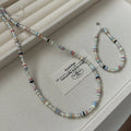 100% Real 925 Sterling Silver Geometric Colorful Round Beads Beaded Bracelets Necklaces Women Fine Jewelry