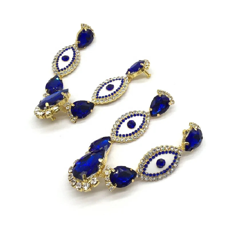 Trendy Womens Shoes 2025 Decoration Ladies Sandal Rhinestone Blue Evil Eyes Shoe Jewelry Buckle Chain
