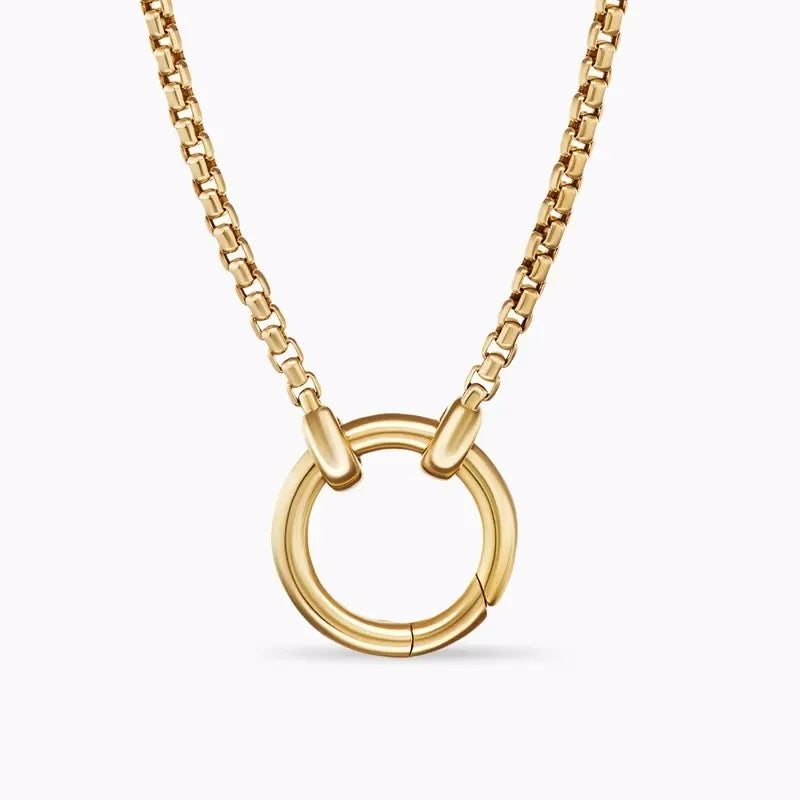 Simple Stainless Steel 18k Gold Plated Paper Clip Chain Spring Buckle Necklaces