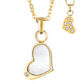 White Shell Stainless Steel Heart Shape 6 Energy Stones Pendant Necklace Fashionable Unisex Kids' Jewelry Gold Silver Plating