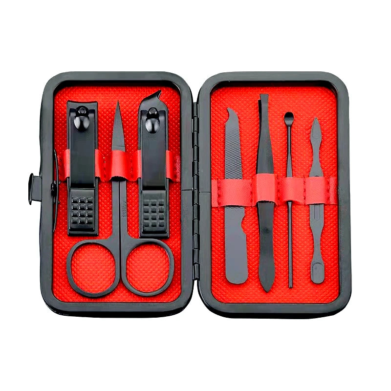 7pcs Custom Private Label Profession Nail Clippers Set Cleaner Cuticle Grooming Kit Manicure Set With Case