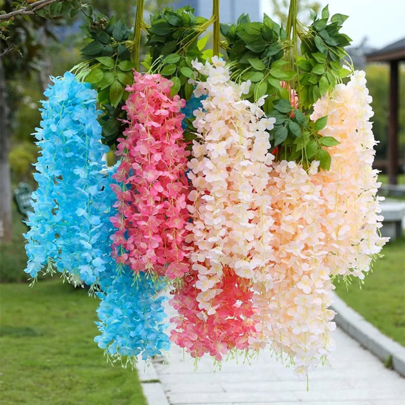 X096 New Style Artificial Wisteria Plastic Faux Flower Home Living Room Ceiling Wedding Christmas Decoration