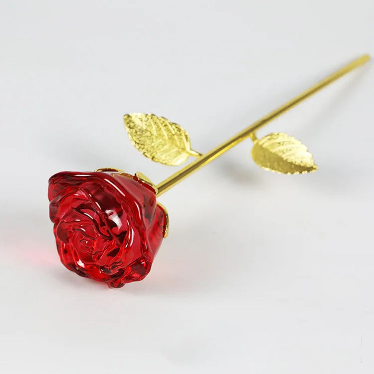 DIY Rose Gold Wedding Decoration Red Blue Glass Crystal Flower Rose Gold Home Decor for Souvenir Gift