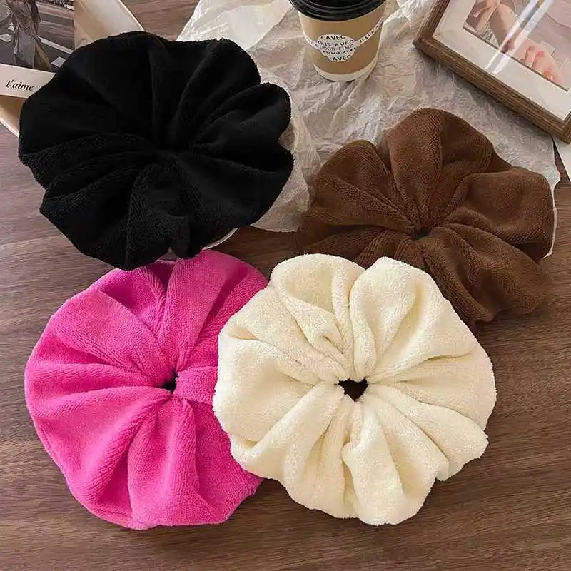 Girls' Large Microfiber Hair Scrunchie Elastic Bath Shower Hairbands in Pearl Cloth Fabric Accessory for Party Style