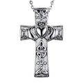 Claddagh Cross Children's Cremation Pendant Ash Urn Necklace Holder Stainless Steel Silver Plated Celtic Hands Keepsake Locket