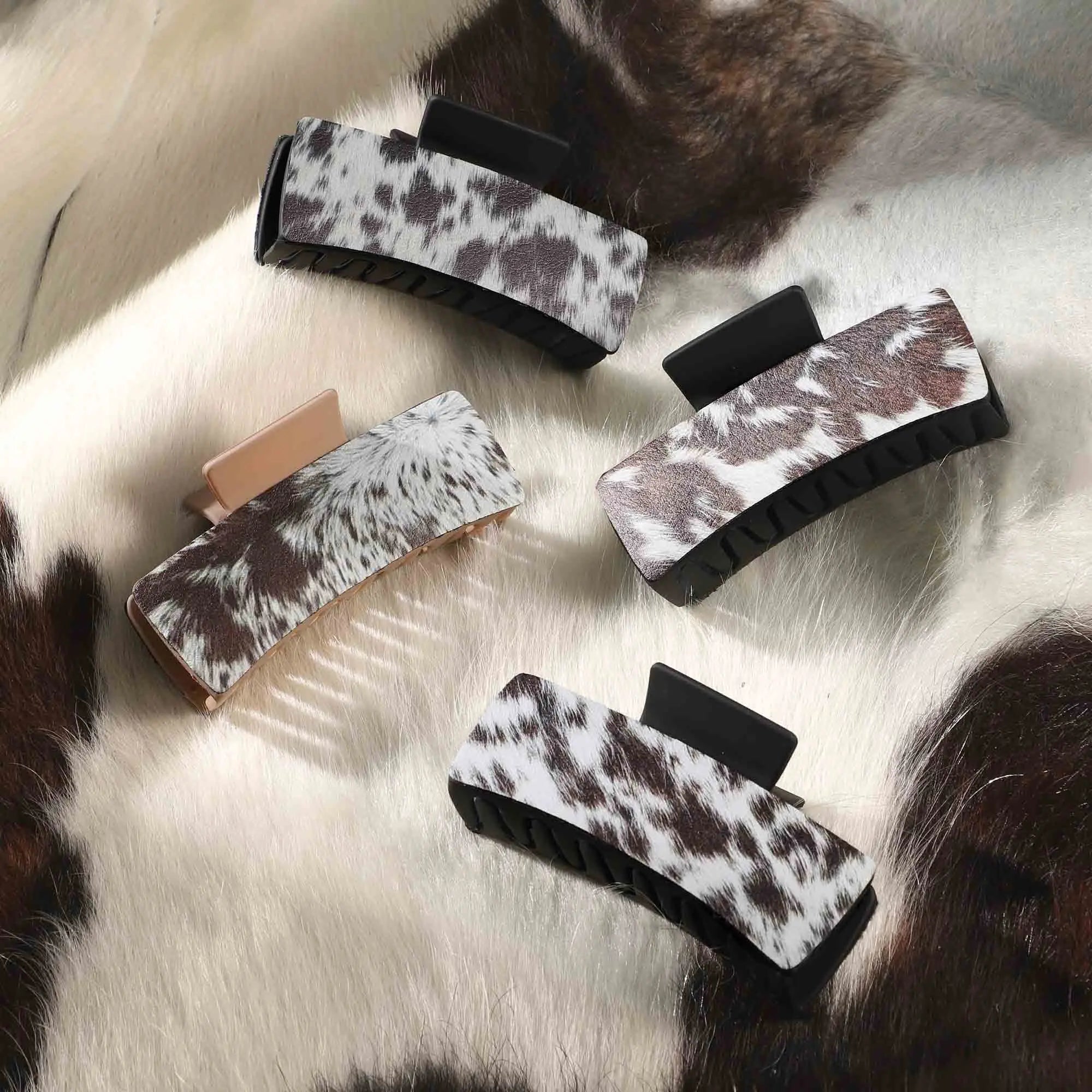 LOVE Aztec Cactus Clip Claw for Girls Fur Leather Snap Claw Custom Design Barrettes for Gifts Hair Accessories