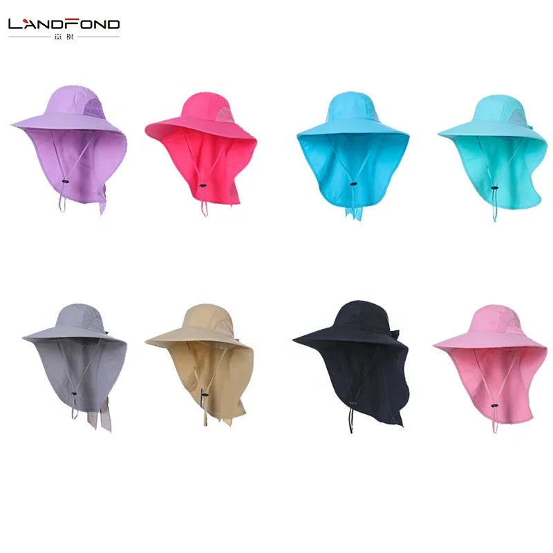 Landfond Outdoor Casual Cycling Velour Nylon Bucket Hat Hiking Fishing Camping Travel Party Summer UV Protection Daily Use