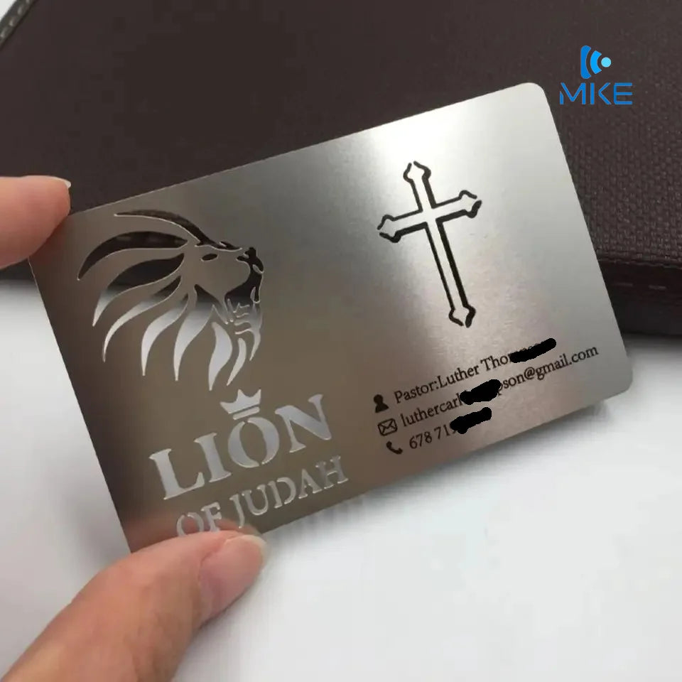 Stainless Steel Silver Laser Cutout Metallic Business Card