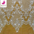 High Quality Bridal Silver White Beads Lace Tulle Fabrics With Sequins 5 Yards Lace for Wedding Collection HY1740-4